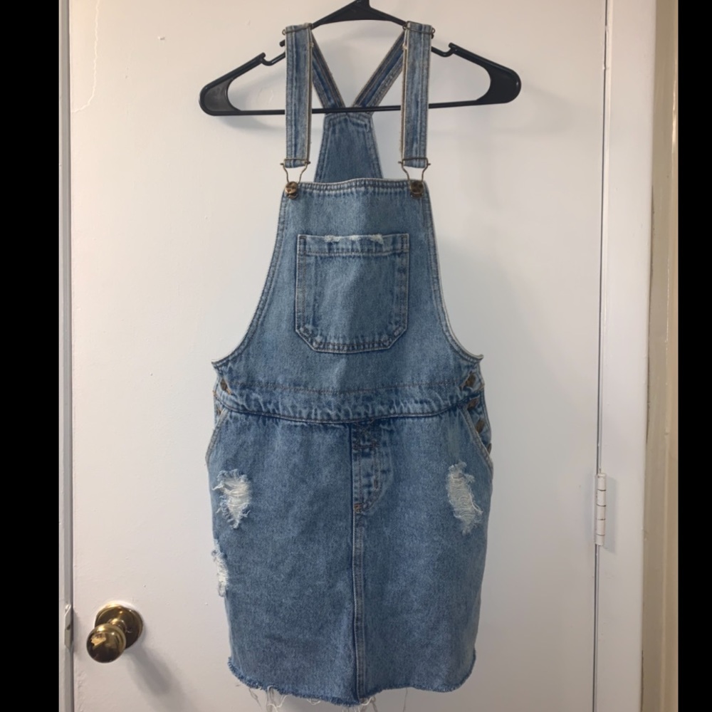 Vintage jean skirt overalls (size 4-6)